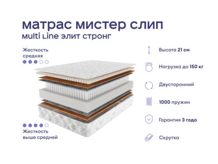 Кровать Димакс Амадора с п/м + матрас Мистер Слип Multi Line элит стронг 1425