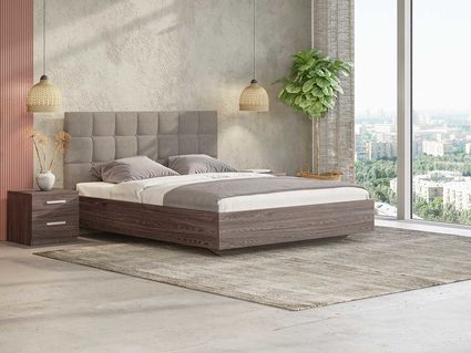 Кровать Сонум Luiza Ясень Анкор + Рогожка Песочная 90х190