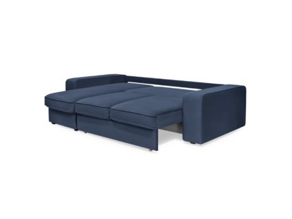 Диван Фиеста Мебель Монако с оттоманкой велюр Vivaldi 14 синий Длина 247 см