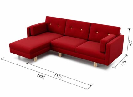 Диван Арско Ингвар угловой трехместный красный