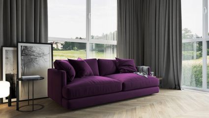 Диван Фиеста Мебель Ибица велюр Vivaldi 19 фиолетовый Длина 215 см