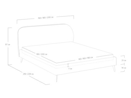 Кровать Сонум Katrin Рогожка Деним 140х190