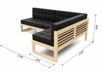 Диван Арско Сега угловой трехместный черный