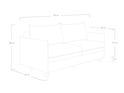 Диван Сонум Rain Микровелюр бежевый Длина 215 см
